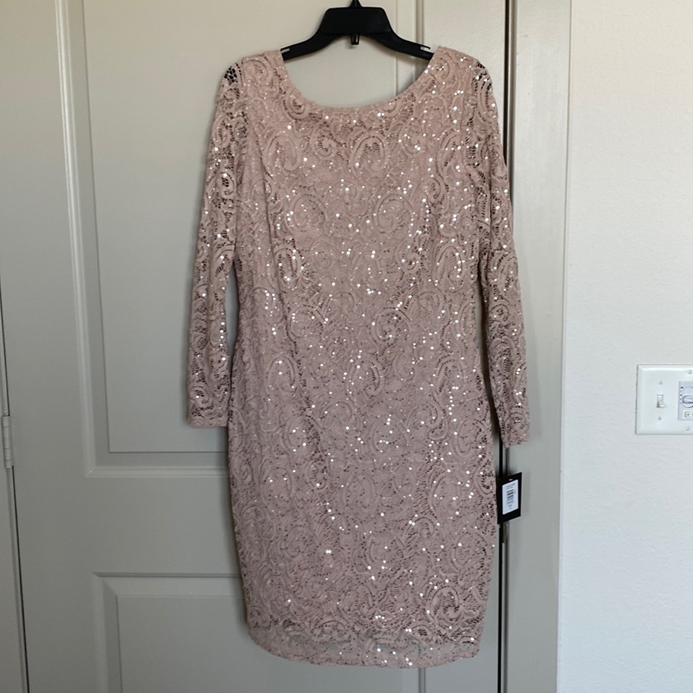 Marina lace and Sequin dress style 2625591 cut 11830 size 12 color taupe